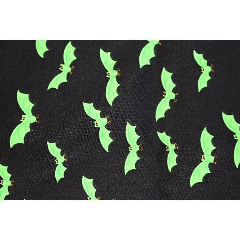 Scary Halloween Pillowcase - Green Bats, Googly Eyes - Standard